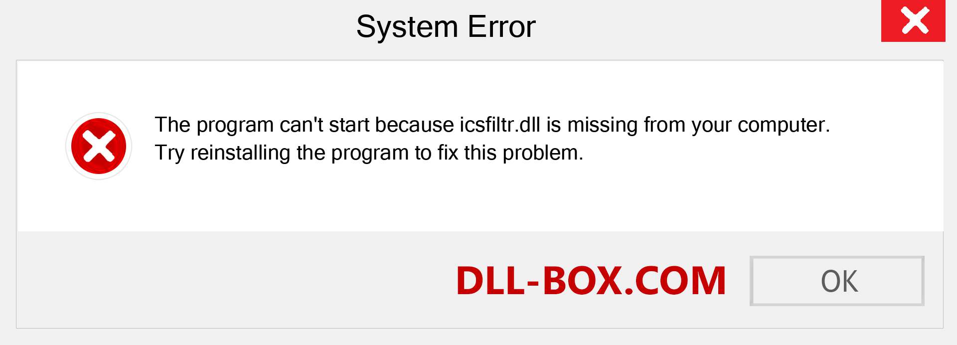  icsfiltr.dll file is missing?. Download for Windows 7, 8, 10 - Fix  icsfiltr dll Missing Error on Windows, photos, images
